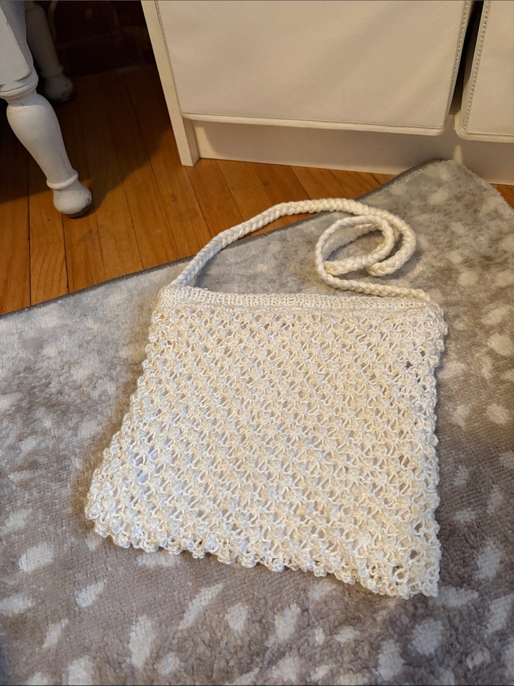 Handwoven Cream Crochet crossbody Bag